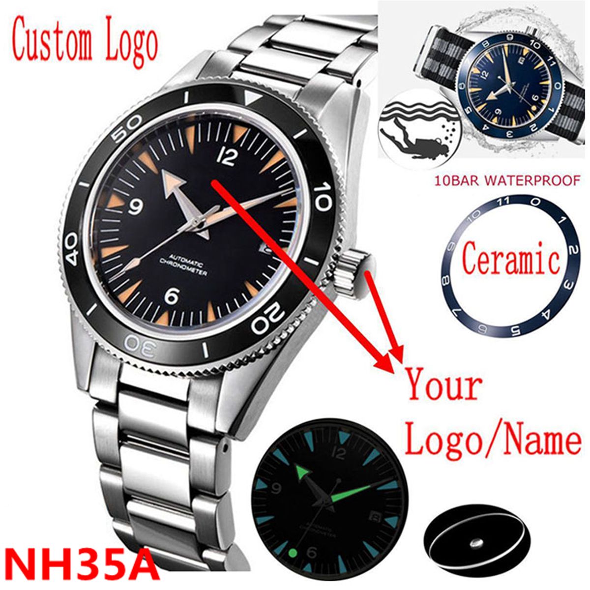 Luxury Watch Market - Logo personnalisé NH35 mouvement montre 10
